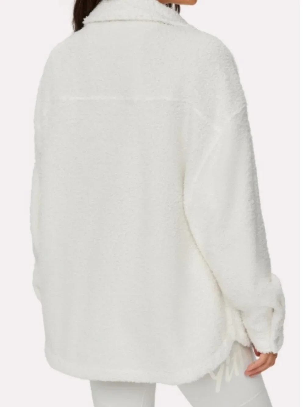 NWT YITTY  Sherpa Button-Front Teddy Shacket Baddie To The Bone (Cream) XL